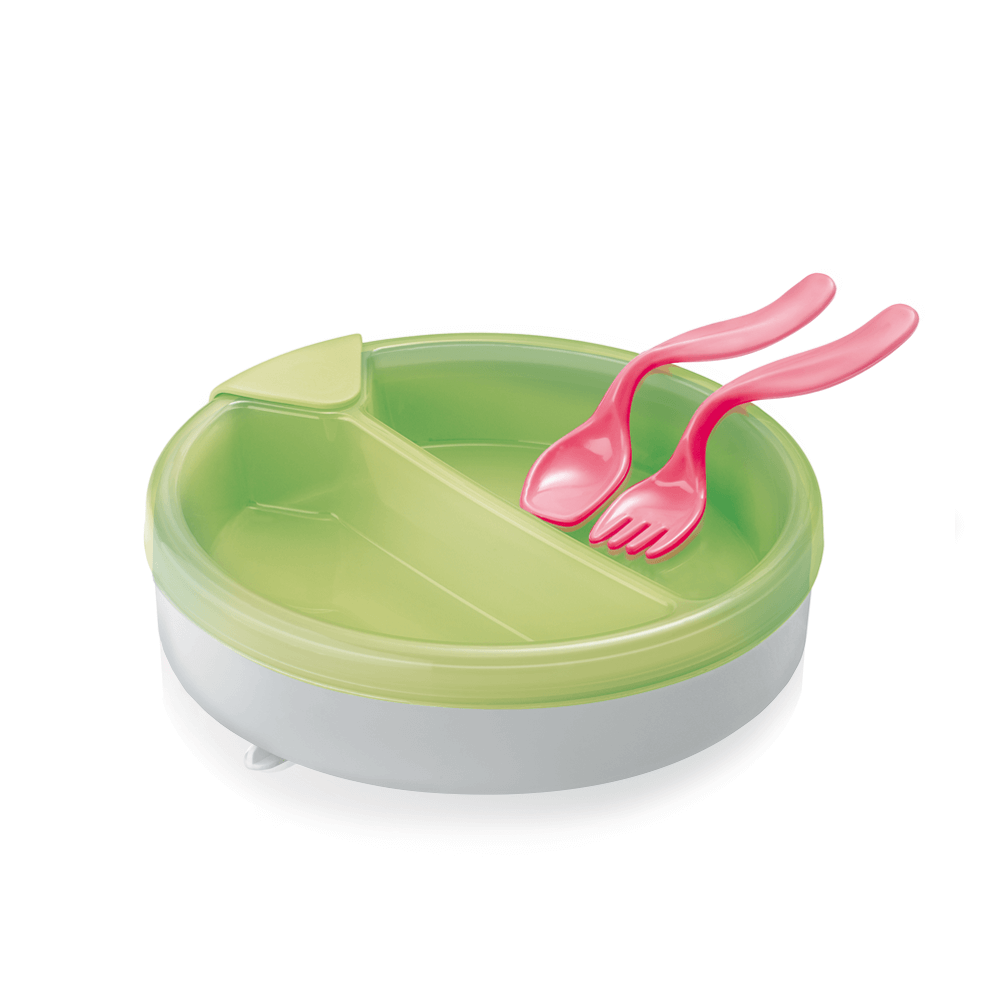 Plato Termico Para Bebe Nuby Con Sopapa Tapa Y Cuchara