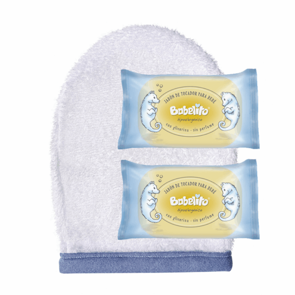 Manopla + 2 Jabones con glicerina